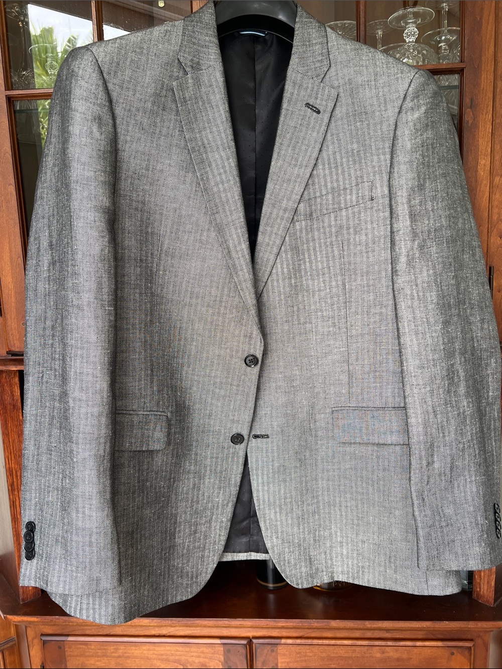 Linen & Cotton Tommy Hilfiger Silver-Cray Herringbone Blazer -